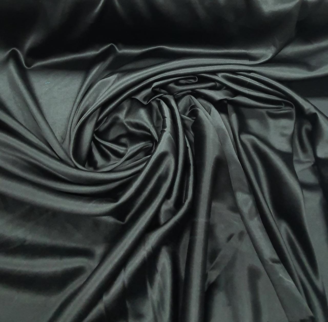 Cetim Bucol Liso com Elastano  Preto - Largura 1,47 m x Comprimento 3 m