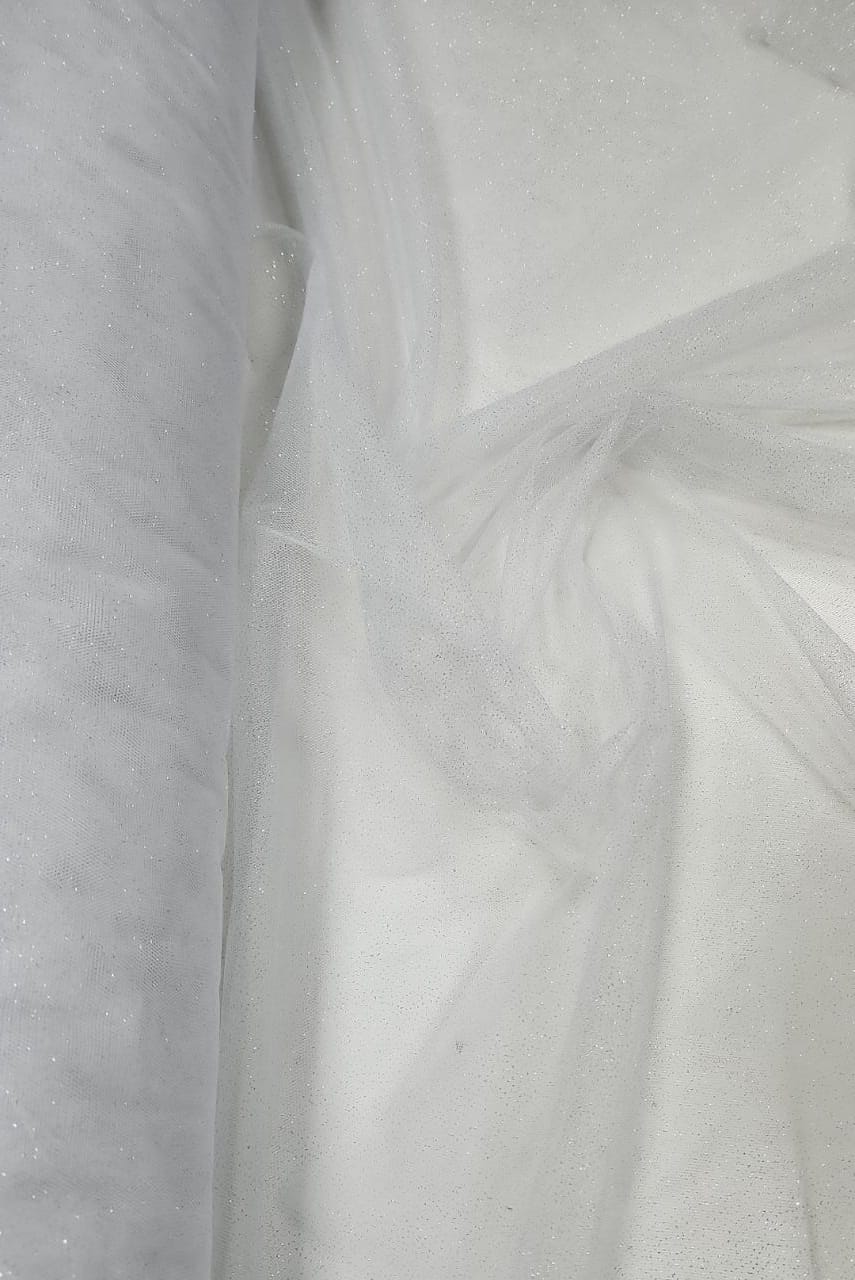 Tule com Glitter Fantasy Branco - Largura 1,50 m x Comprimento 2,60 m