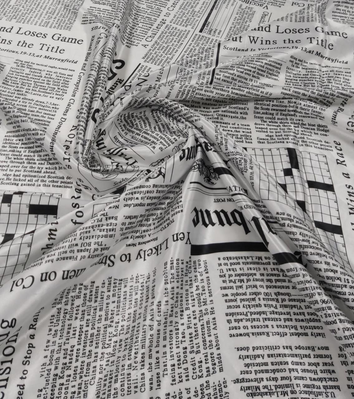 Cetim Estampado Jornal - Largura 1,47 m x Comprimento 4 m 