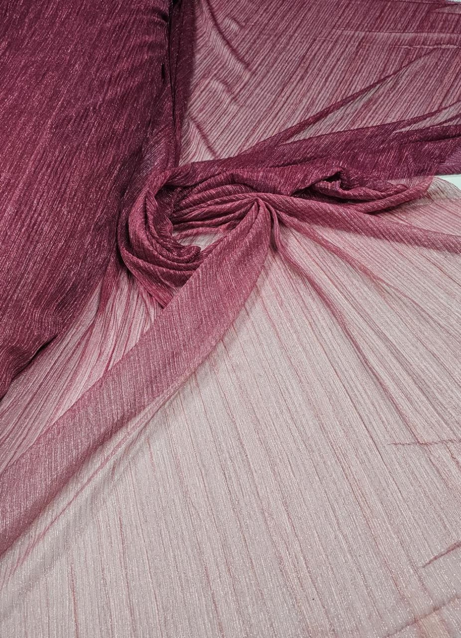 Lurex Plissado Degradê Marsala - Largura 1,40 m x Comprimento 3 m 