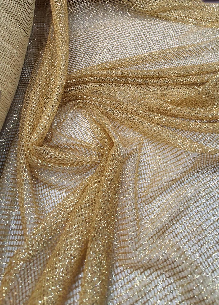 Tela Com Glitter Premium Dourado Modelo 02 - Largura 1,45 m x Comprimento 3,50 m 