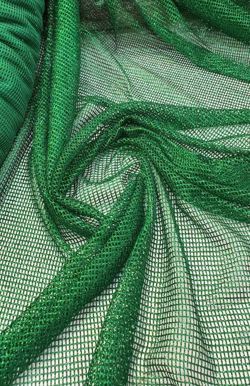 Tela Com Glitter Premium Verde Bandeira Modelo 02 - Largura 1,45 m x Comprimento 2 m 
