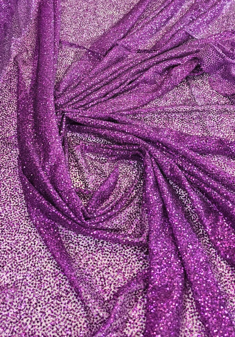 Tule com Glitter Roxo Claro Pesado - Largura 1,40 m x Comprimento 1,50 m 