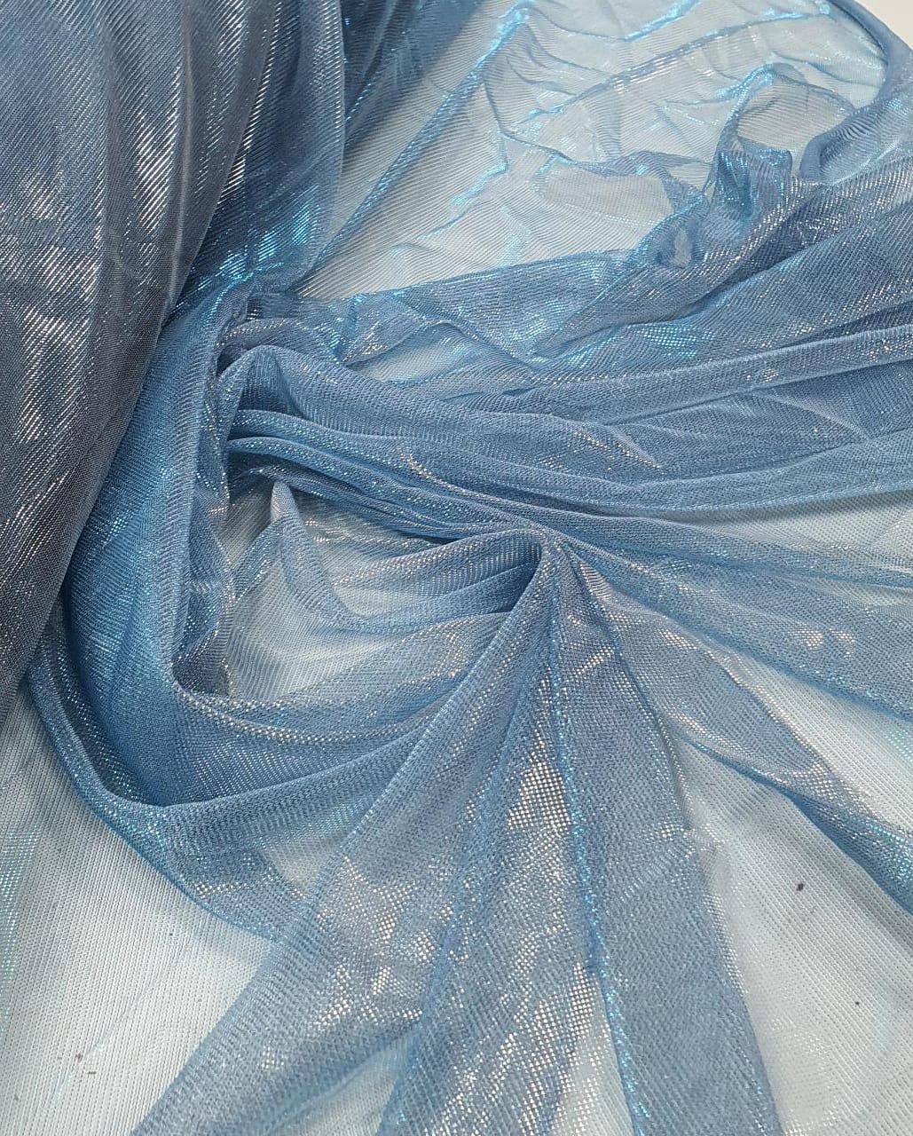 Tela Light Lurex Furtacor Azul Serenity com Prata - Largura 1,60 m x Comprimento 3,50 m 