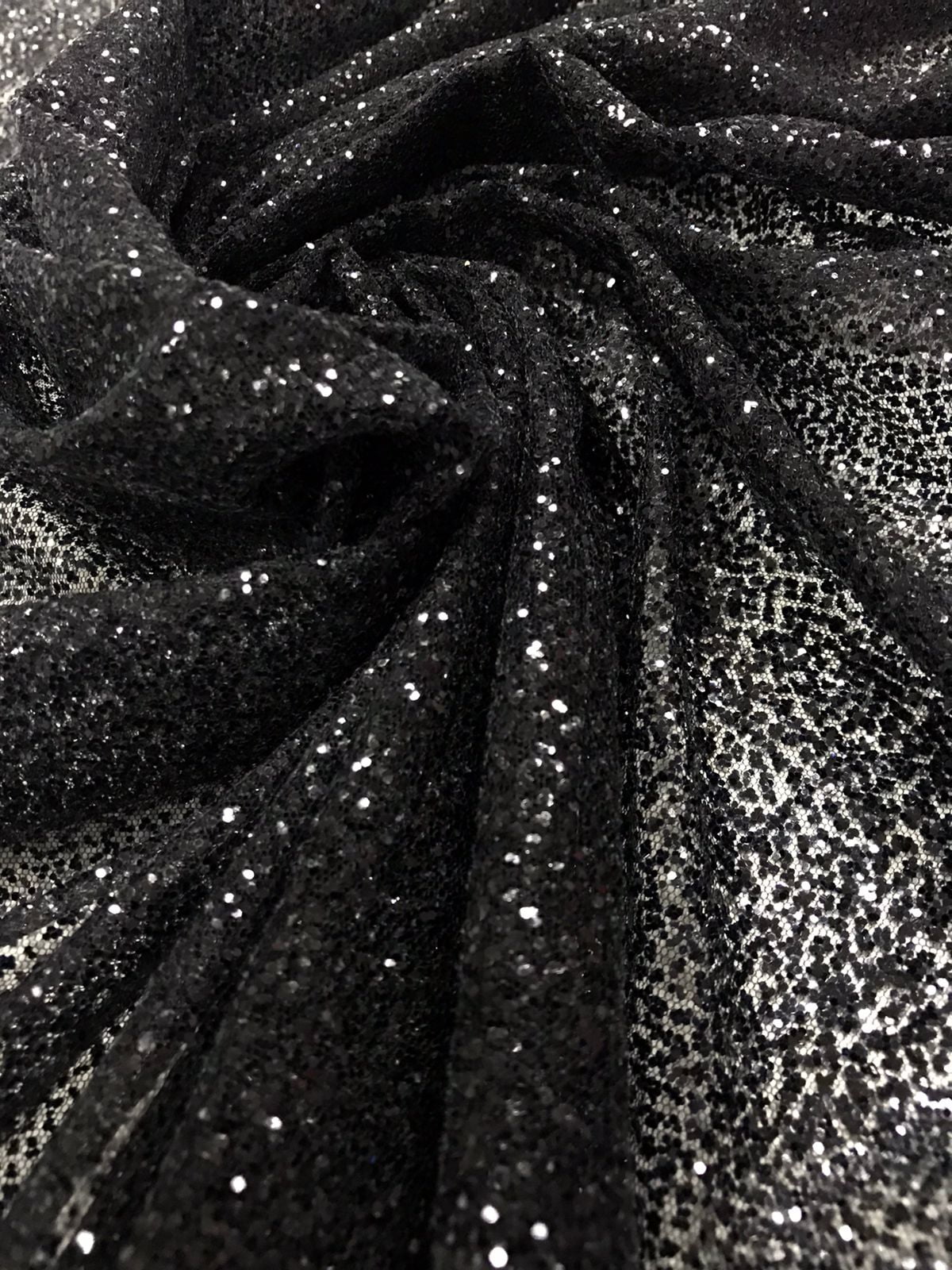 Tule com Glitter Preto Pesado - Largura 1,40 m x Comprimento 1 m 