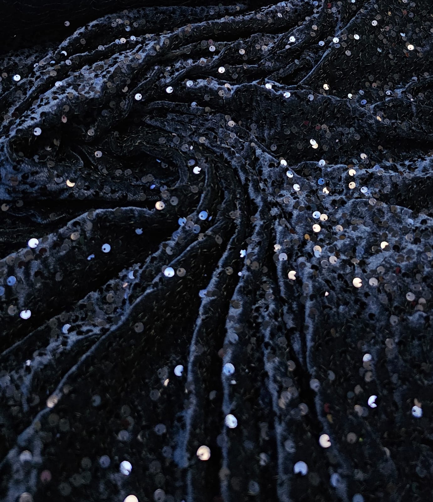 Veludo Cristal Bordado Azul Marinho - Largura 1,50 m x Comprimento 2 m 