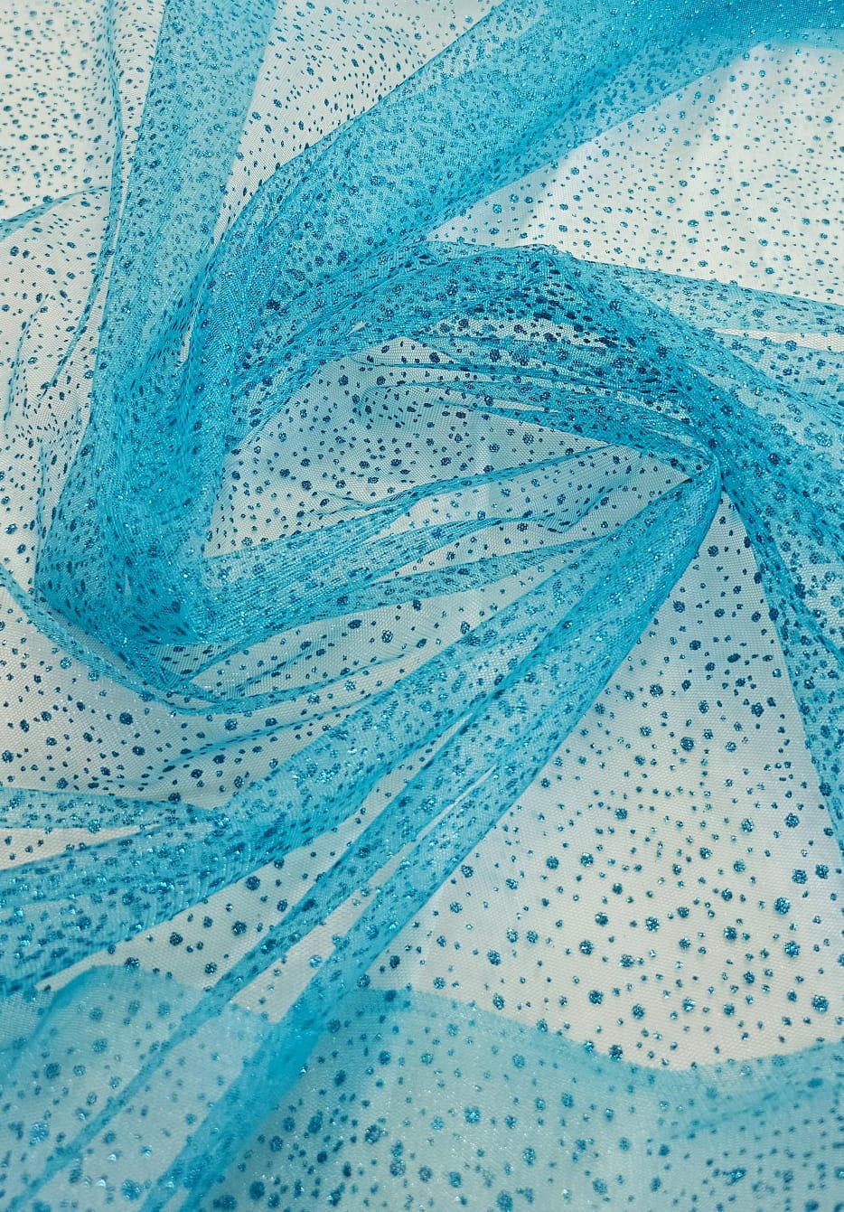 Tule Explosão com Glitter Azul Turquesa - Largura 1,50 m x Comprimento 1,70 m 