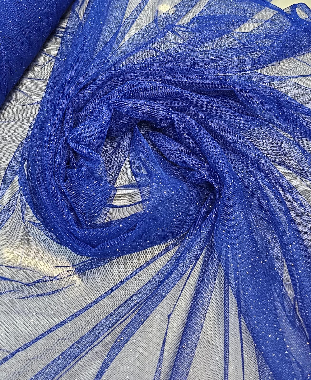 Tule com Glitter Fantasy Azul Royal - Largura 1,50 m x Comprimento 2 m 