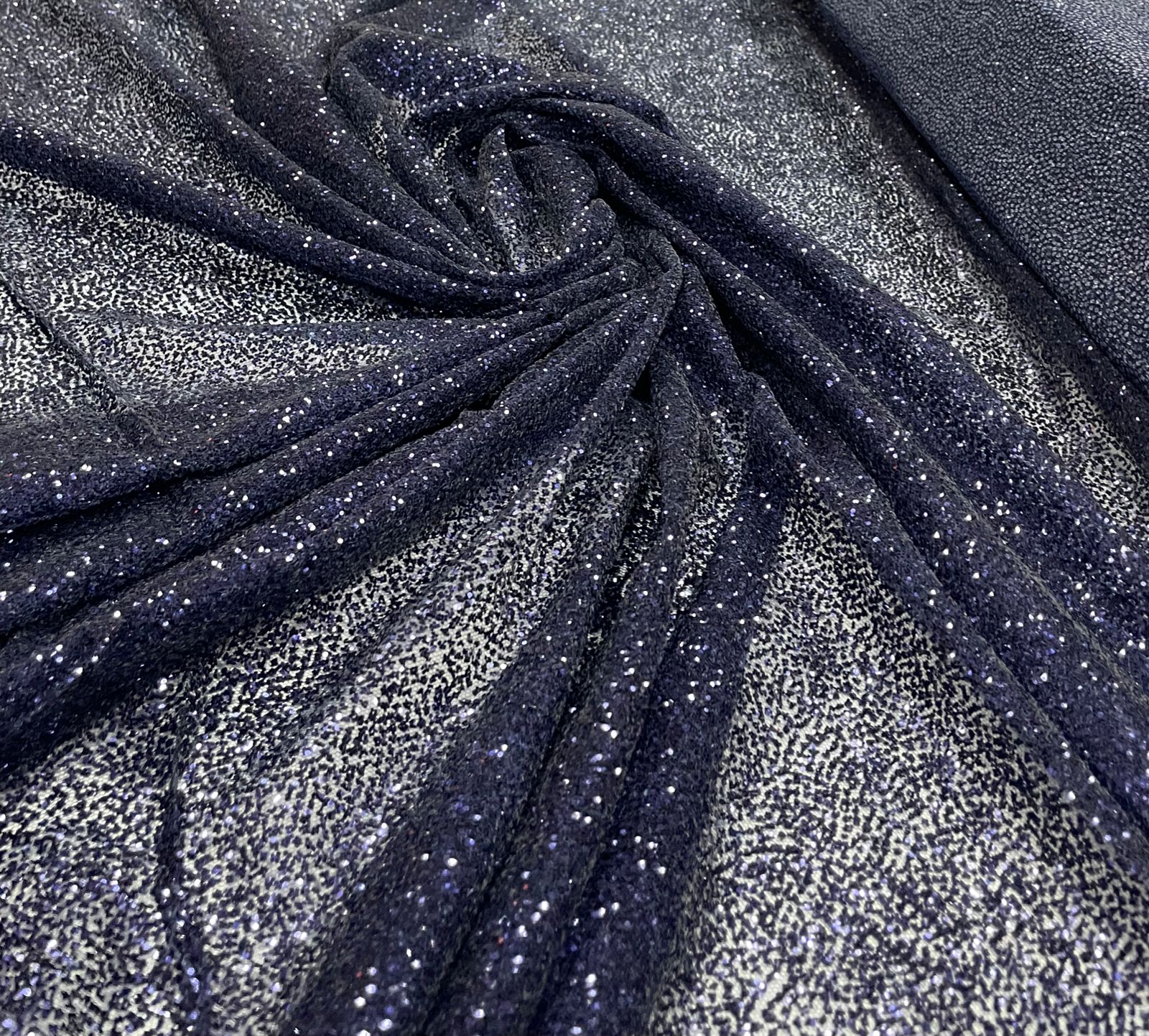 Tule com Glitter Azul Marinho Pesado  - Largura 1,40 m x Comprimento 0,70 cm