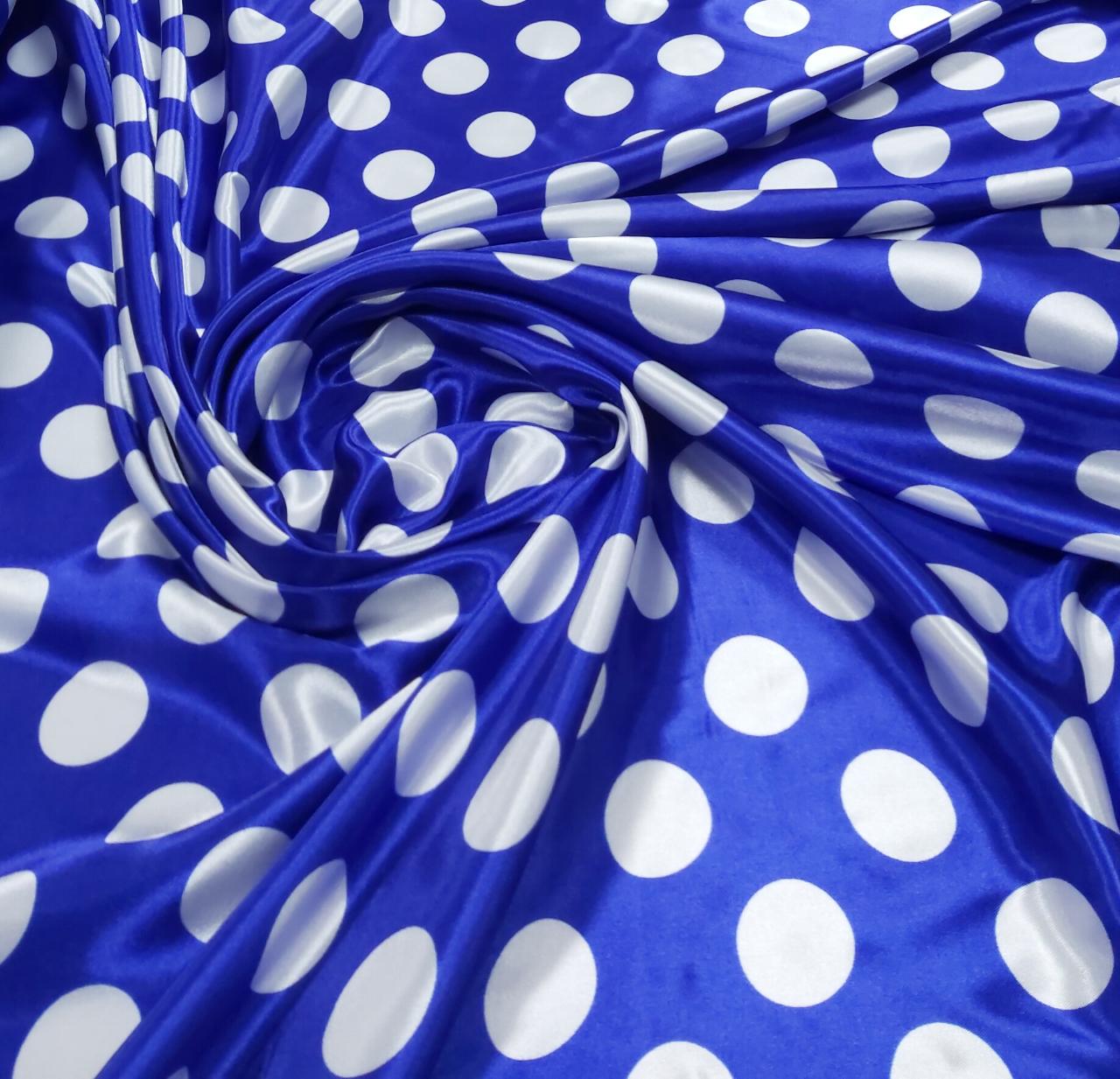 Cetim Azul Bola Branca - Largura 1,47 m x Comprimento 2,60 m 