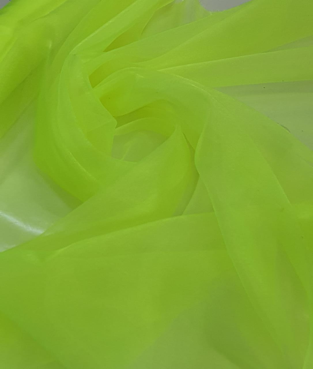 Organza Cristal de Poliamida Verde Neon - Largura 1,47 m x Comprimento 0,90 cm