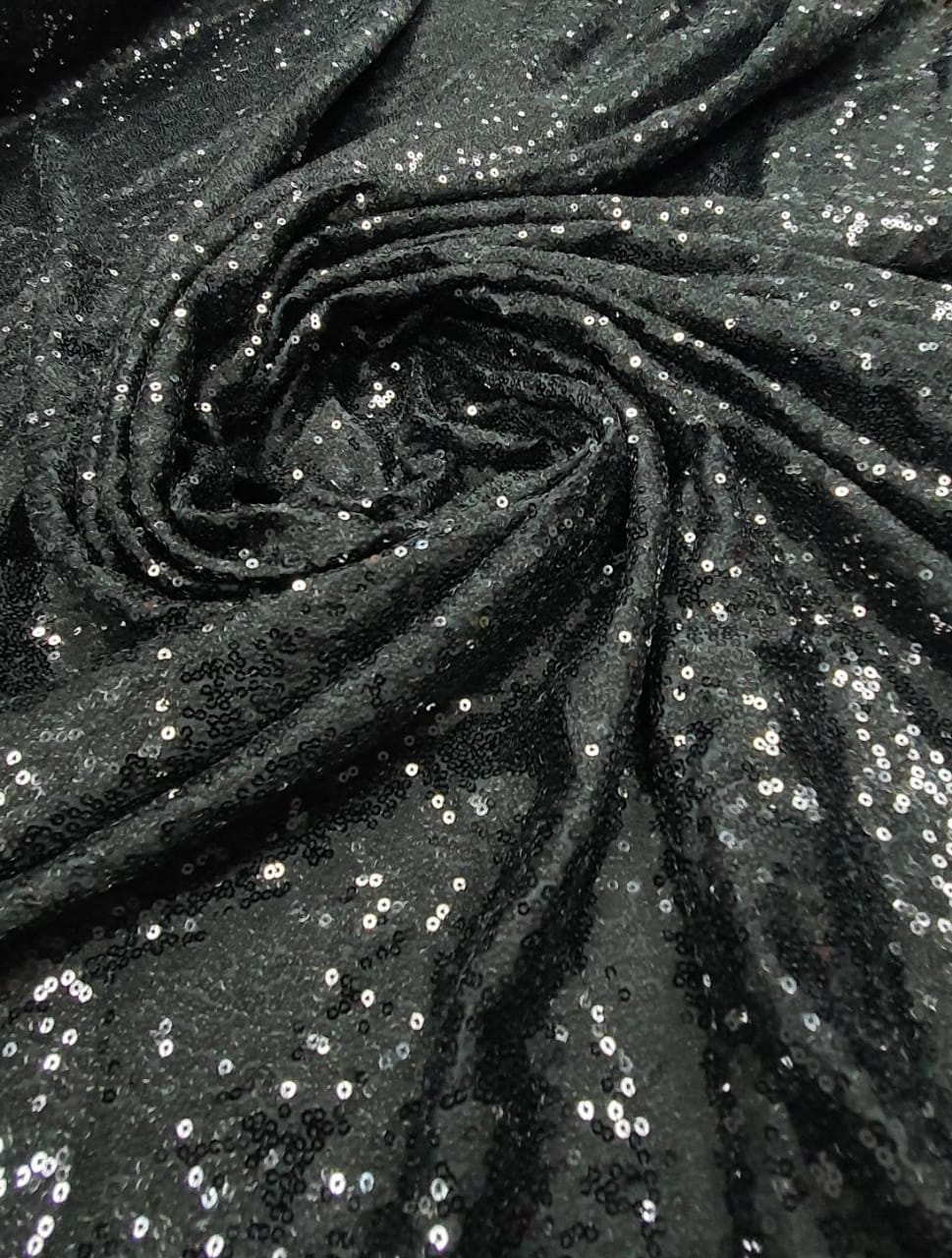 Paetê Bordado Magestic Preto - Comprimento 0,70 cm x Largura 1,45 m 