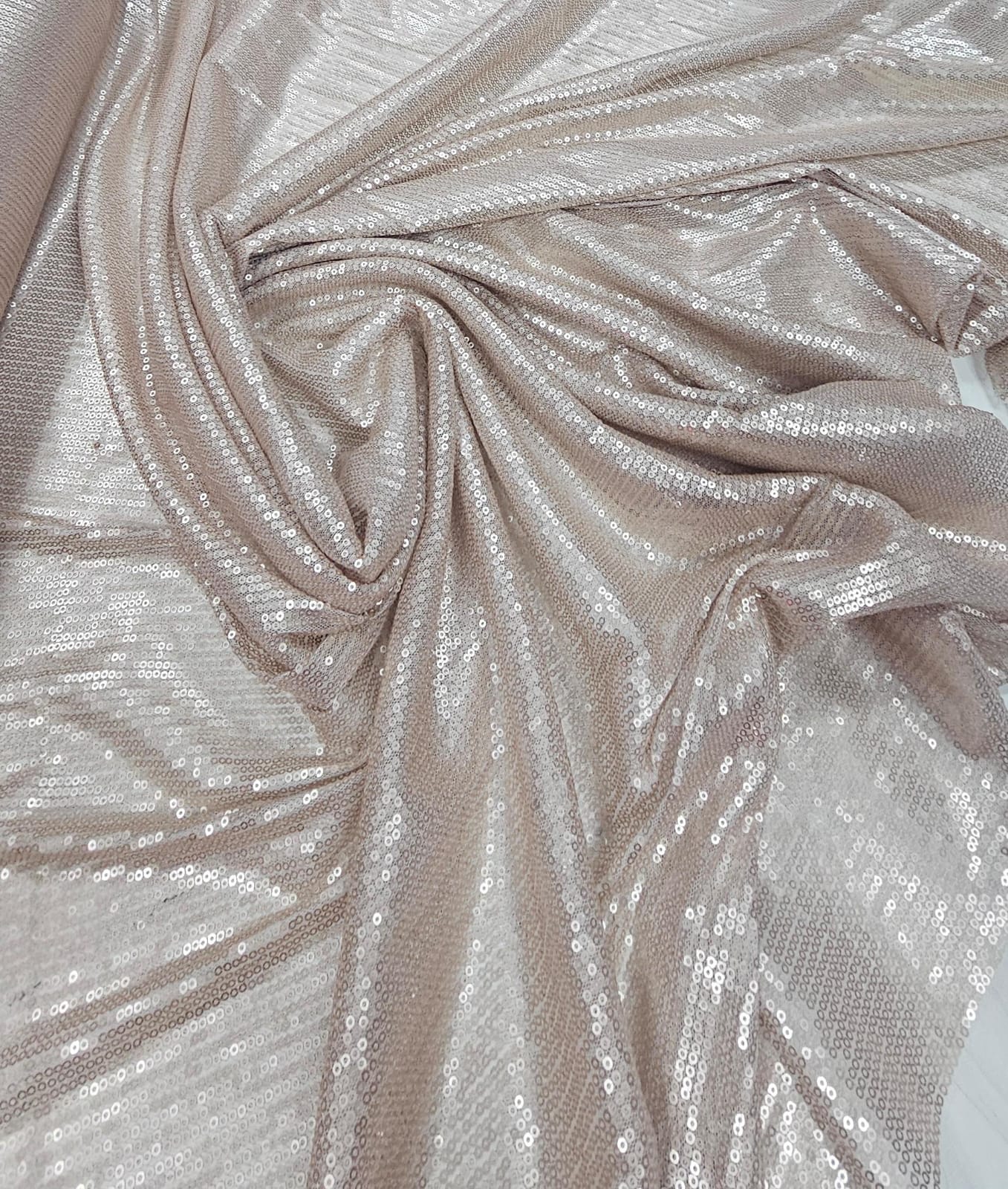 Tule Bordado  Mini Paetês Rosê - Largura 1,50 m x Comprimento 2 m 