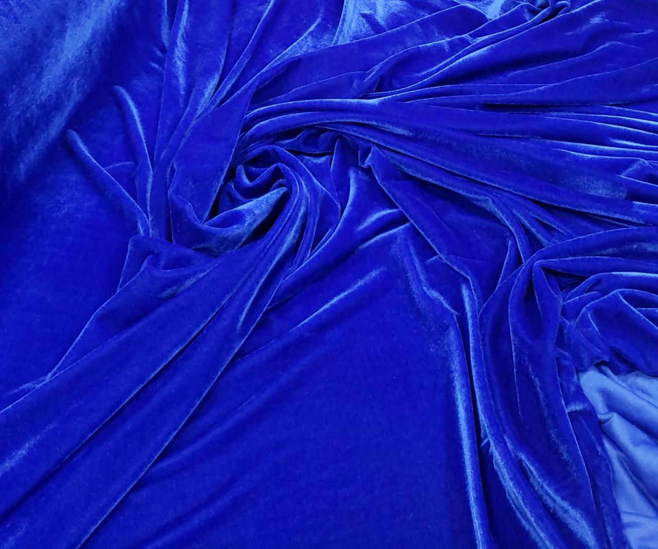 Veludo Spandex c/ Lycra Azul Royal - Comprimento 1 m x Largura 1,50 m 