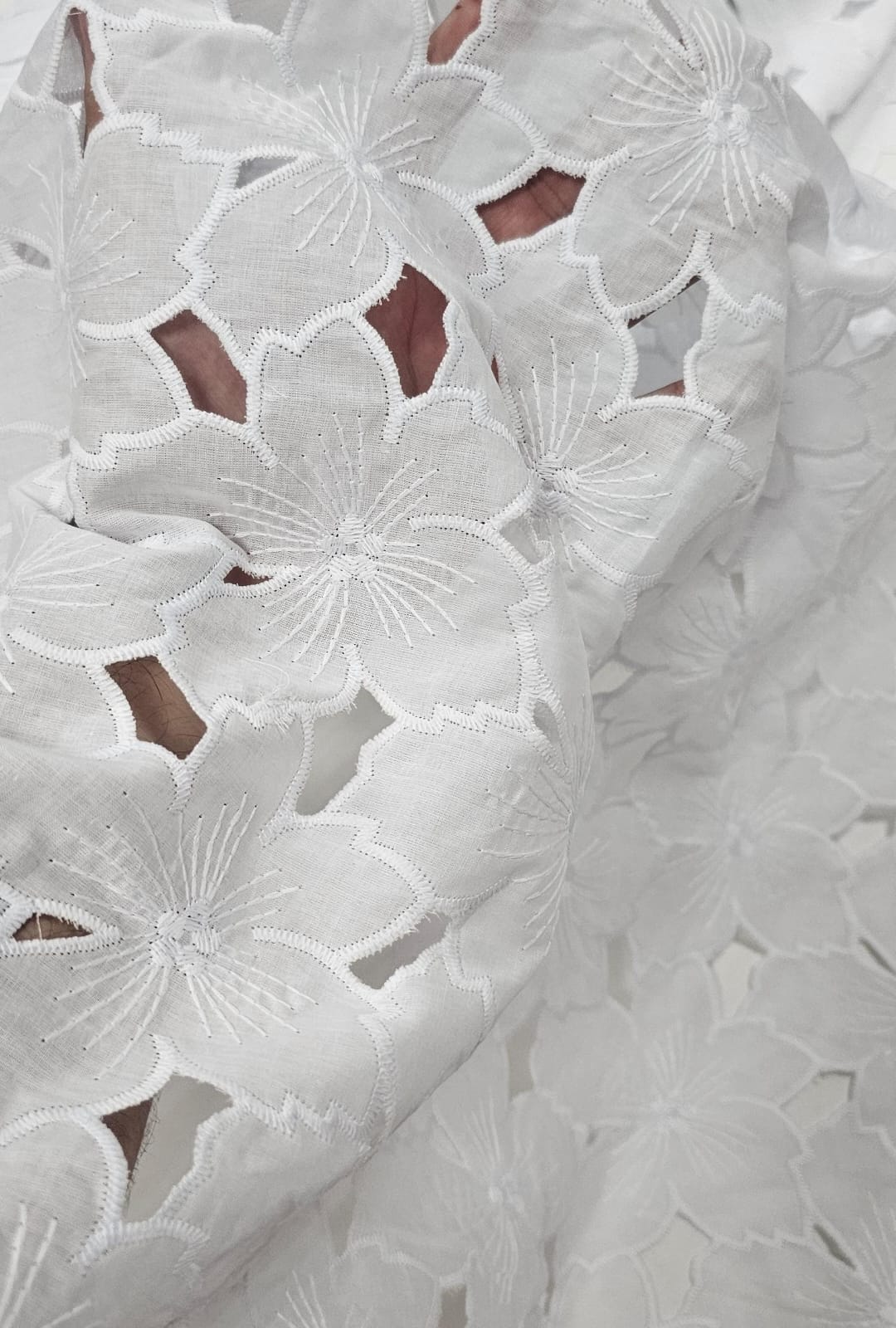 Layse Richelieu Branca Flores I18 - Comprimento 0,95 cm x Largura 1,30 m  