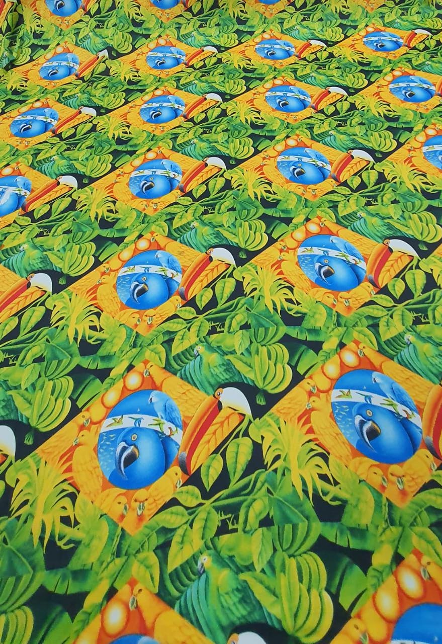Seda Estampada Gloss Brasil - Comprimento 2,50 m x Largura 1,50 m 