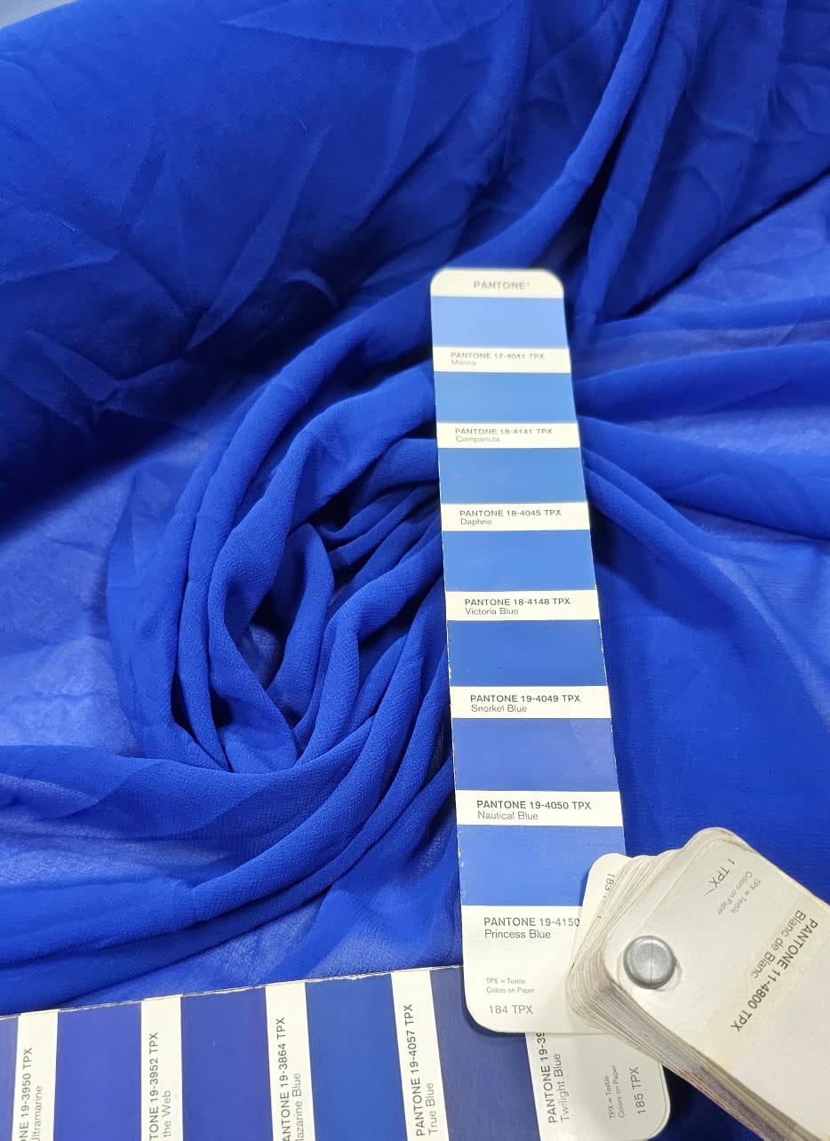 Mousseline Lisa Toque de Seda Azul Royal  - Comprimento 3 m x Largura 1,50 m