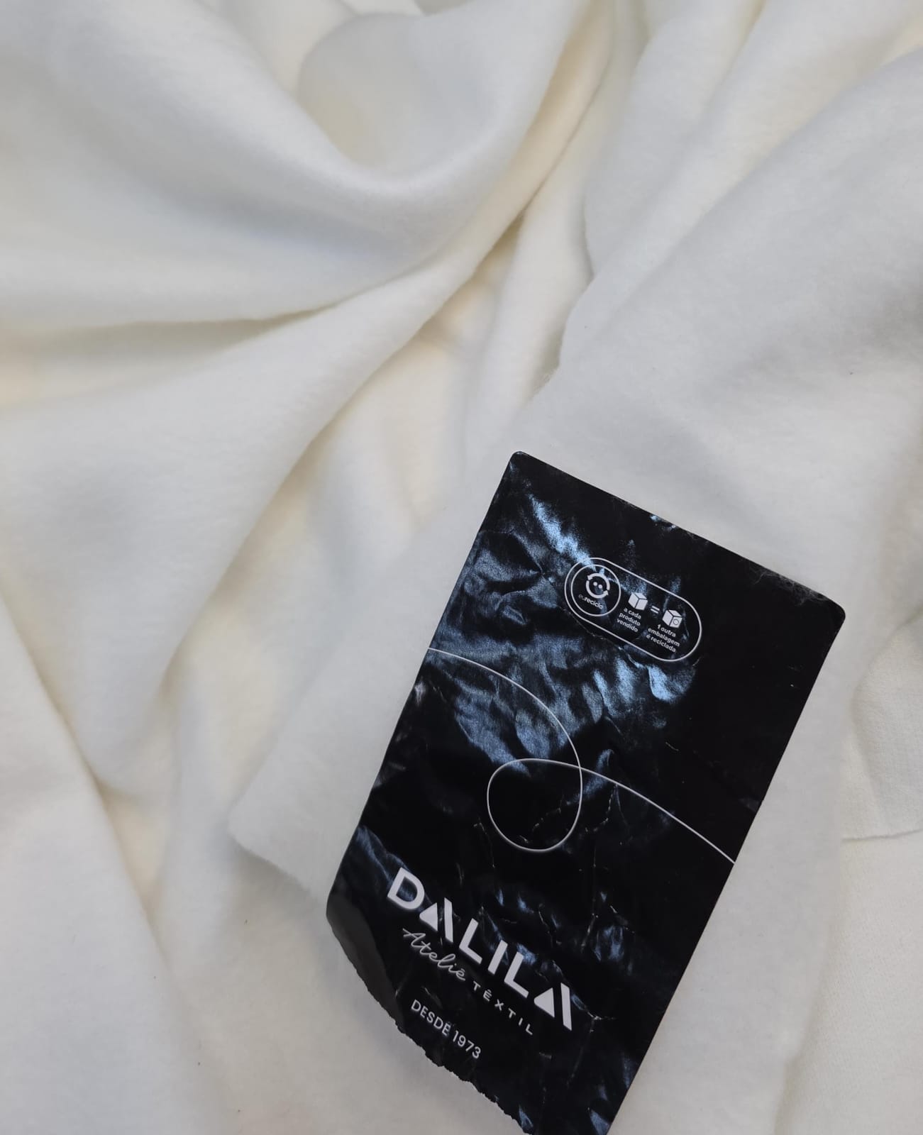 Moletom felpado Dalila Textil off white - Comprimento 0,50  cm x Largura 1,90 m    