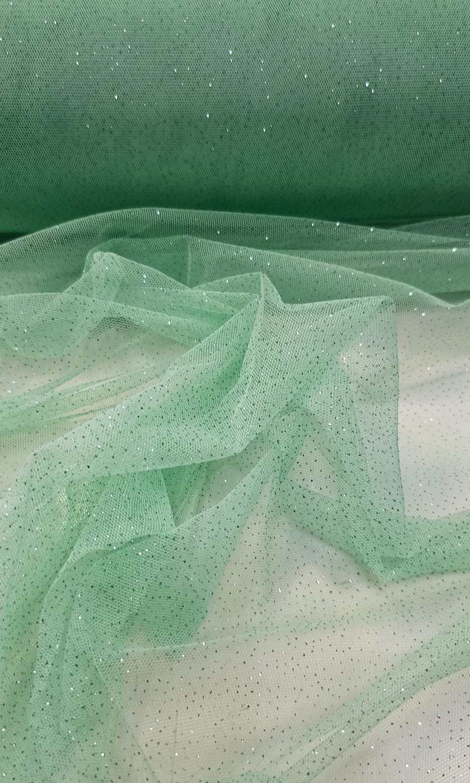 Tule com Glitter Fantasy Maça Verde - Comprimento 1,50 m x Largura 1,50 m 