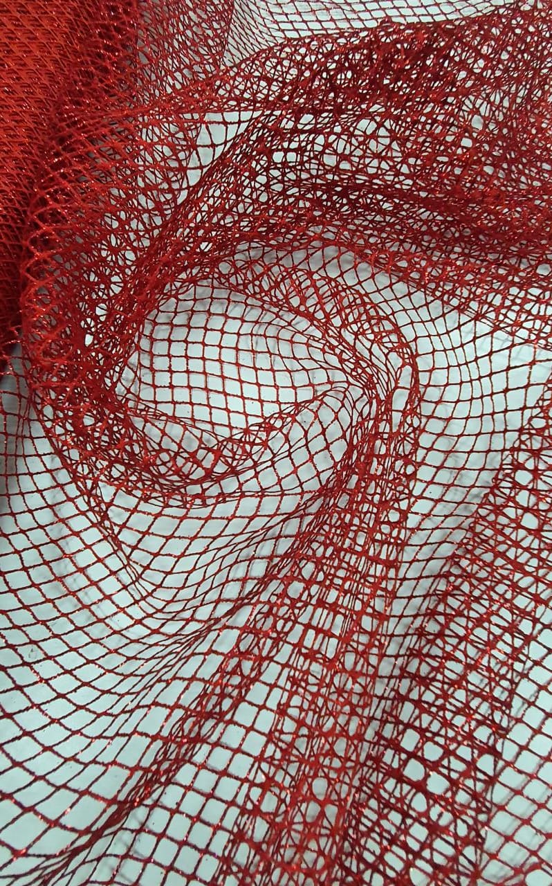 Tela Com Glitter Bali Vermelha - Comprimento 1,30 m x Largura 1,60 m