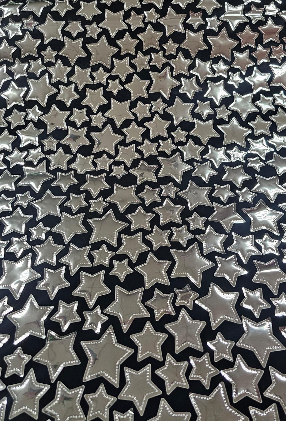 Veludo Bordado Flash Back STAR Prata - Comprimento 0,60 cm x Largura 1,50 m