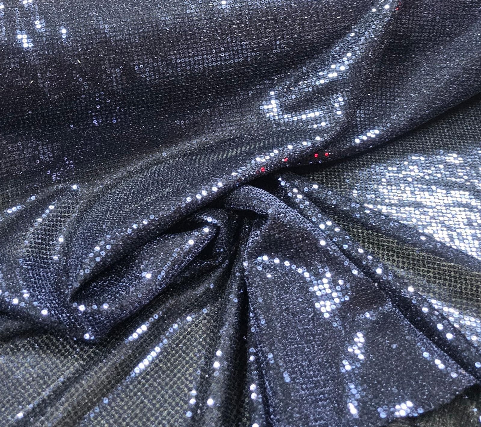 Lurex Bordado com Paetês Azul Marinho COM FIO PUXADO  - Comprimento 0,50 cm  x Largura 1,48 m