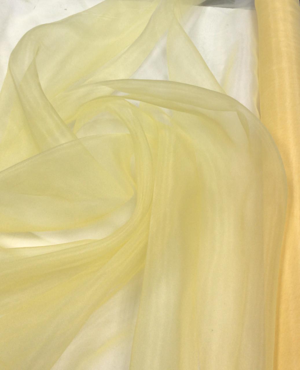 Organza Cristal Lisa Amarelo Claro - Comprimento 2 m x Largura 1,47 m