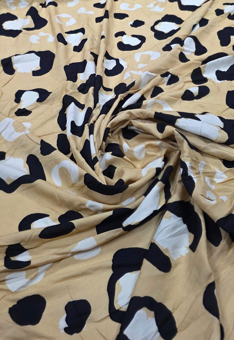 Viscose Animal Print Onça Fundo Creme - Comprimento 3 m x Largura 1,40 m