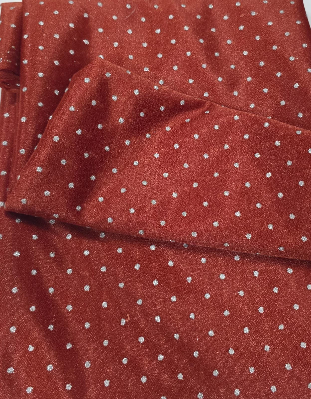 Lurex Glitz Terracota com Poá Prata - Comprimento 3 m x Largura 1,60 m