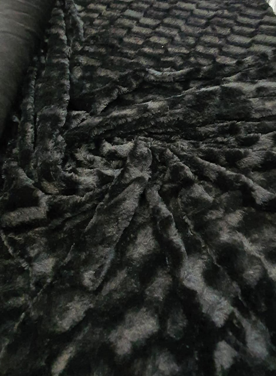 Pelúcia Premium Trabalhada Preto - Comprimento 1,60 m x Largura 1,60 m