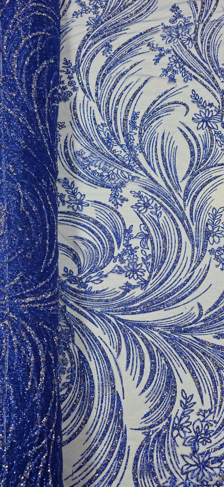 Tule com Glitter Diamond Azul Royal STLX - Comprimento 1,30 m x Largura 1,45 m