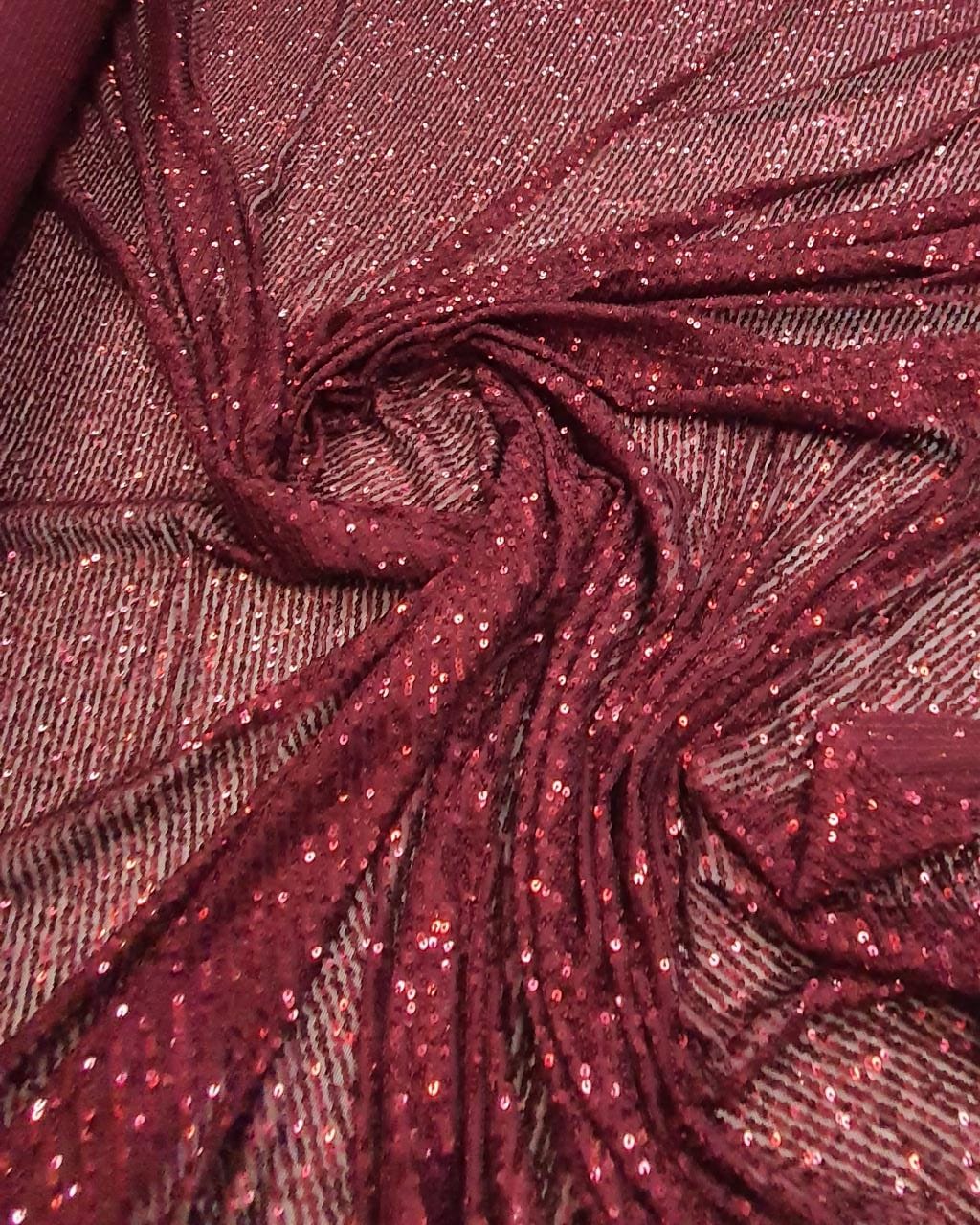 Paetê Bordado Glamour com Elastano Marsala - Comprimento 2,50 m x Largura 1,40 m