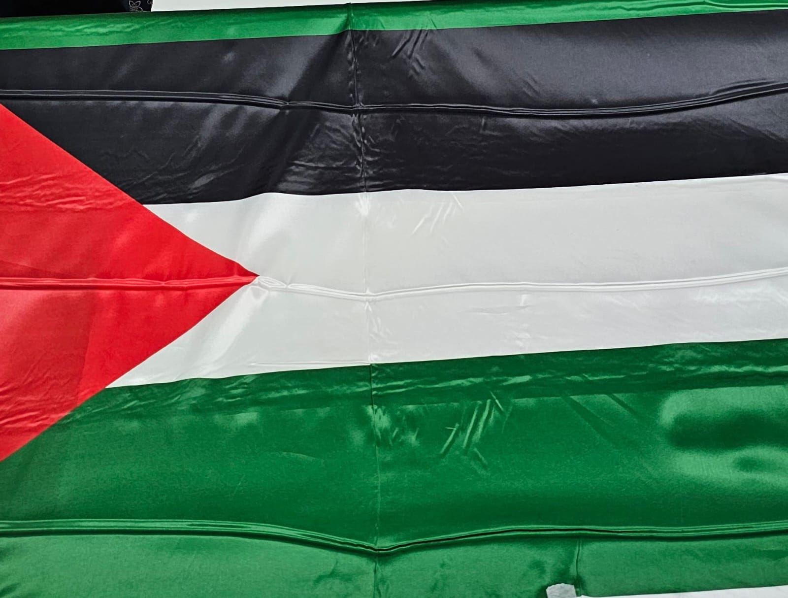 Cetim Bandeira da Palestina  COM MANCHA-Largura 1,47m x 0,90m Comprimento