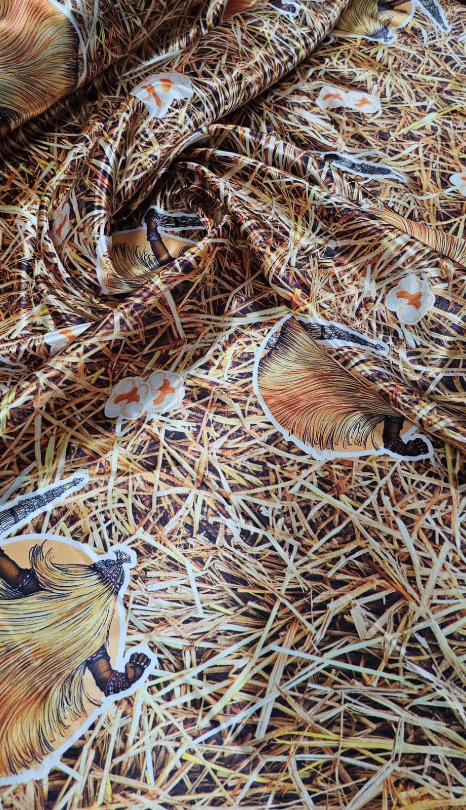 Cetim Estampado Digital Omolu 02 COM FALHA - Comprimento 2 m x Largura 1,47 m 