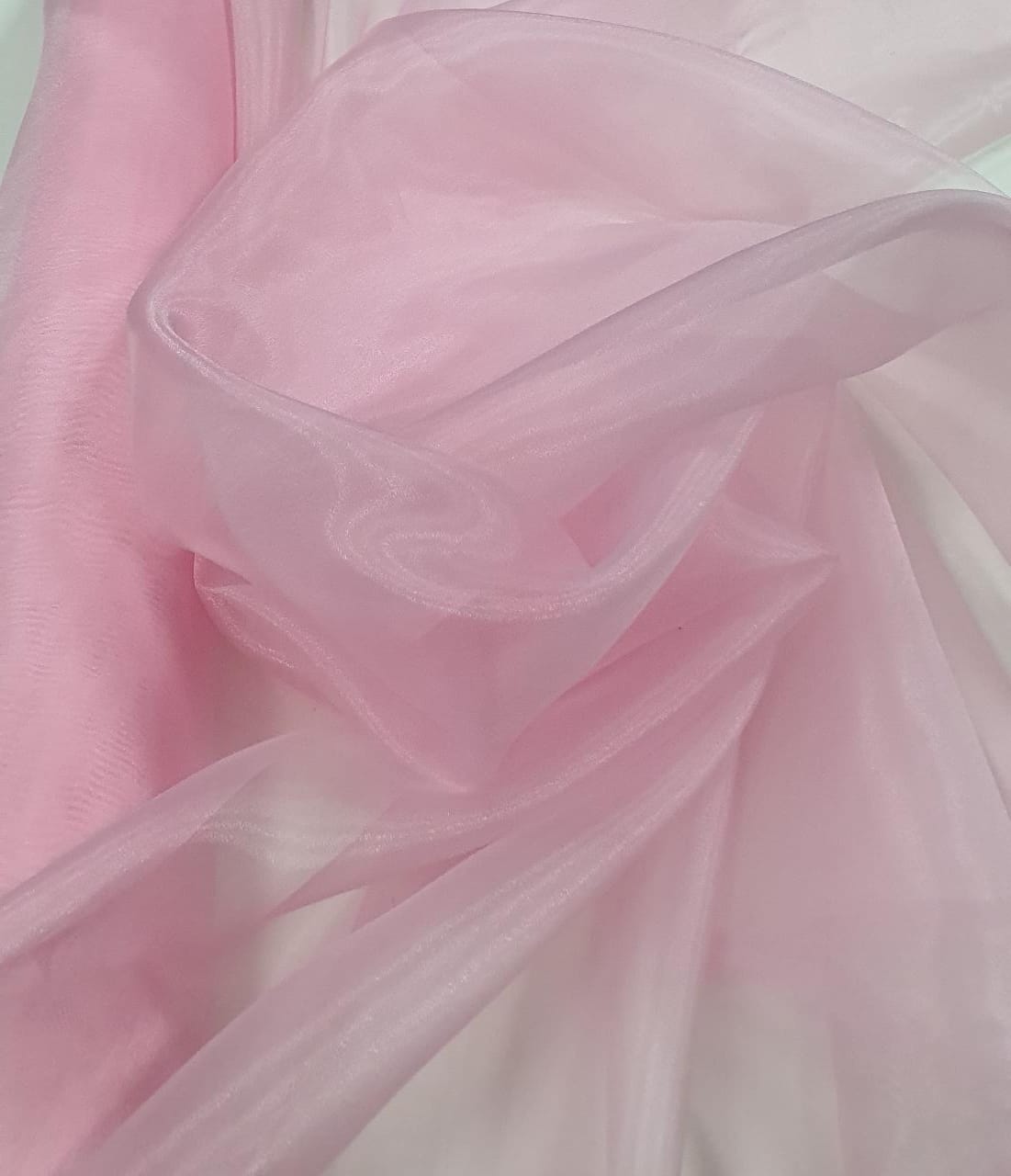 Organza Cristal Lisa Rosa Bebê - Comprimento 0,90 cm x Largura 1,47 m