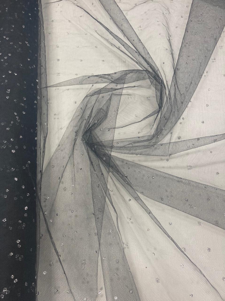 Tule Pingo D'Água Preto - Comprimento 2 m x Largura 1,20 m