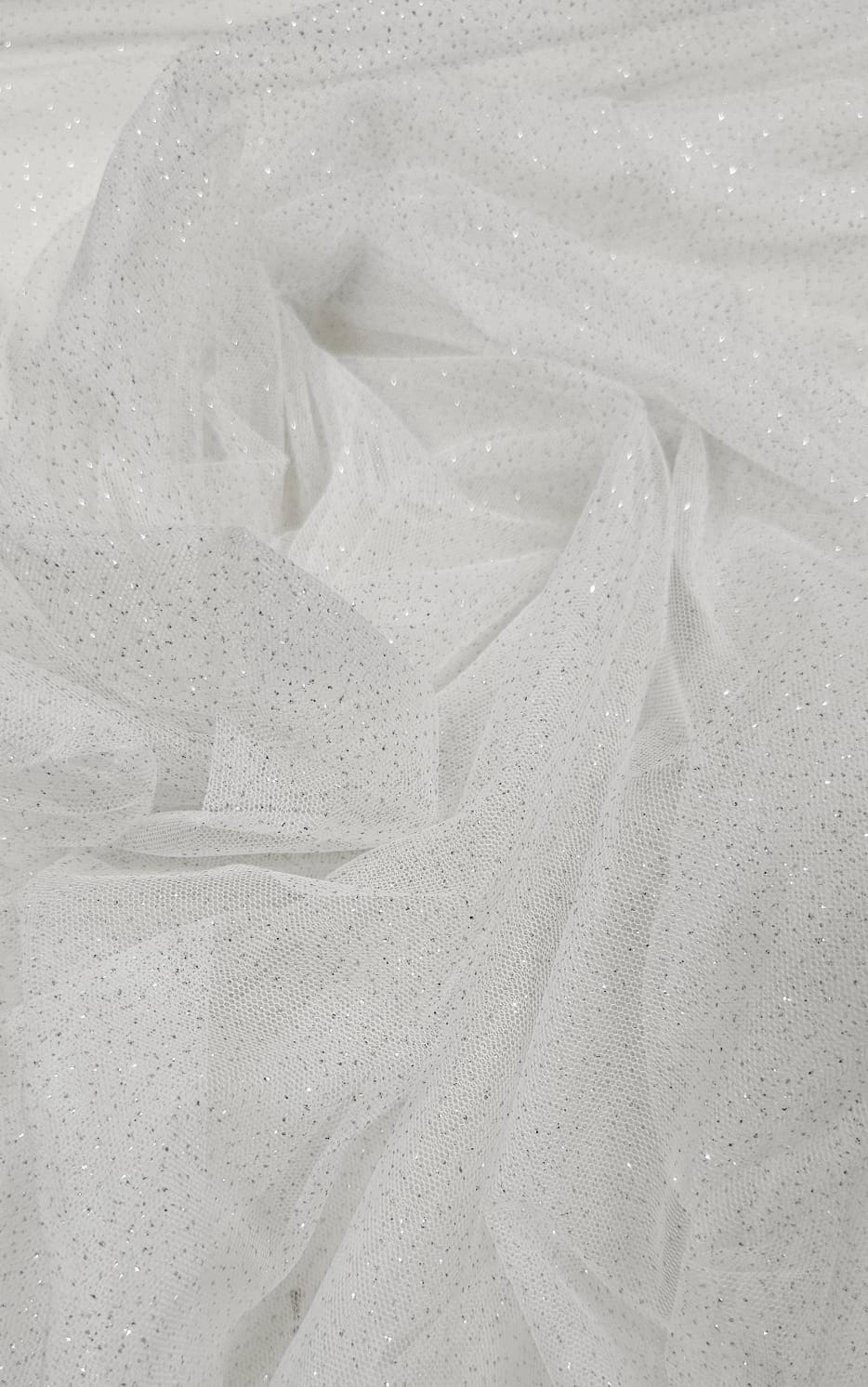 Tule com Glitter Fantasy Off White - Comprimento 0,70 cm x Largura 1,50 m