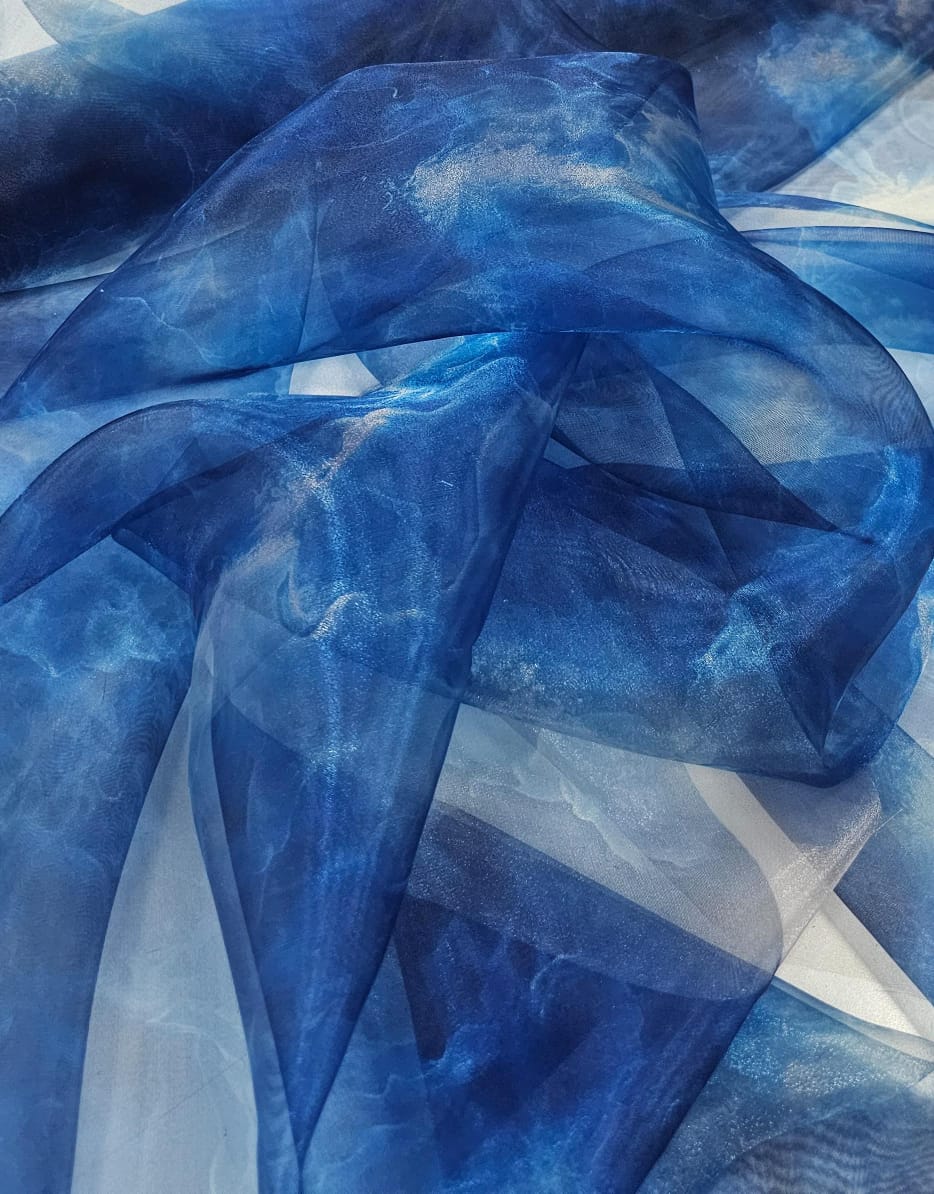 Organza Cristal Digital Água  COM FALHA - Comprimento 1 m x Largura 1,47 m 