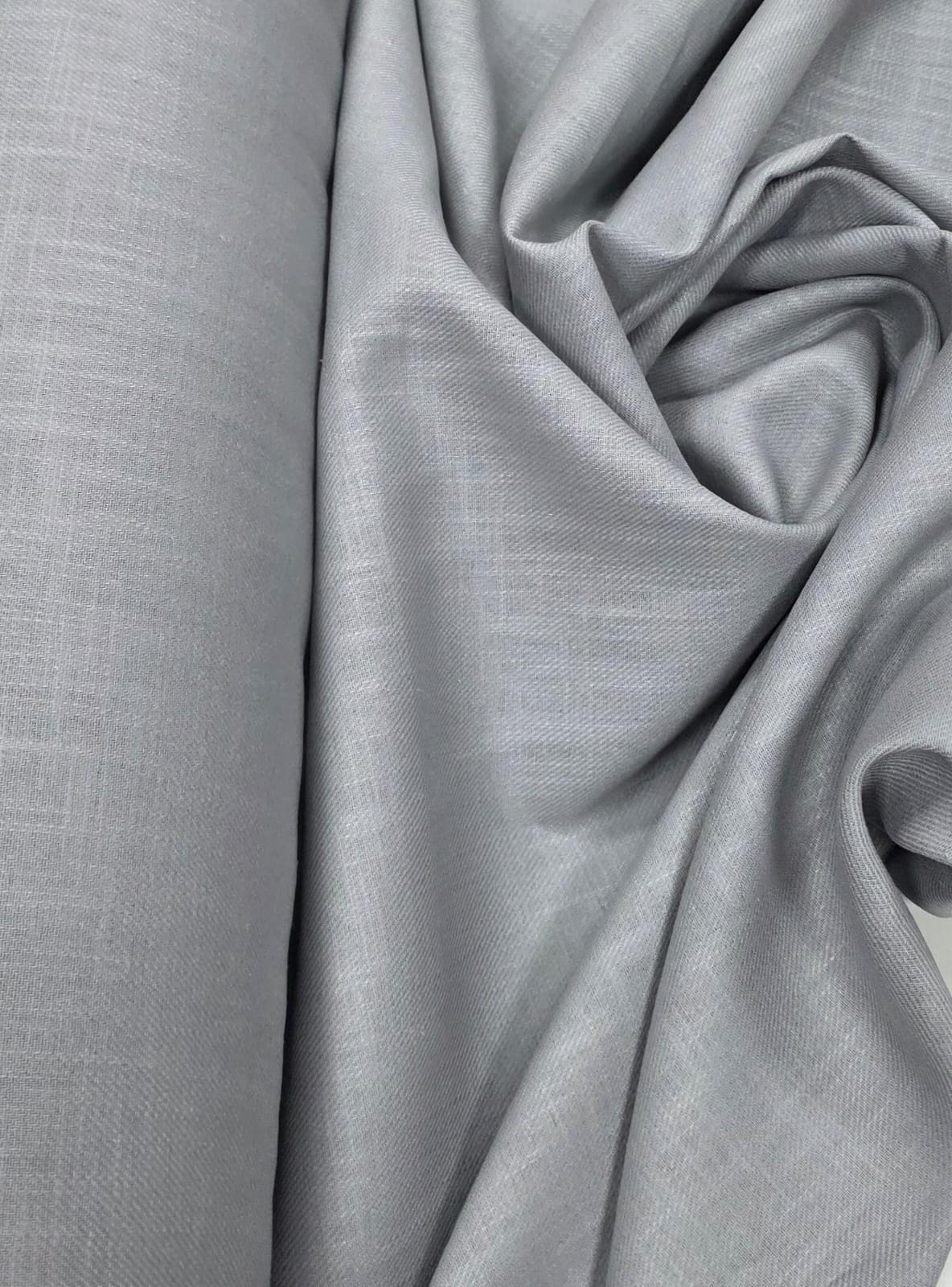 Viscose Pesada com Algodão Cinza ( Efeito Linho )  COM FIO PUXADO - Comprimento 1,35 m x Largura 1,45 m