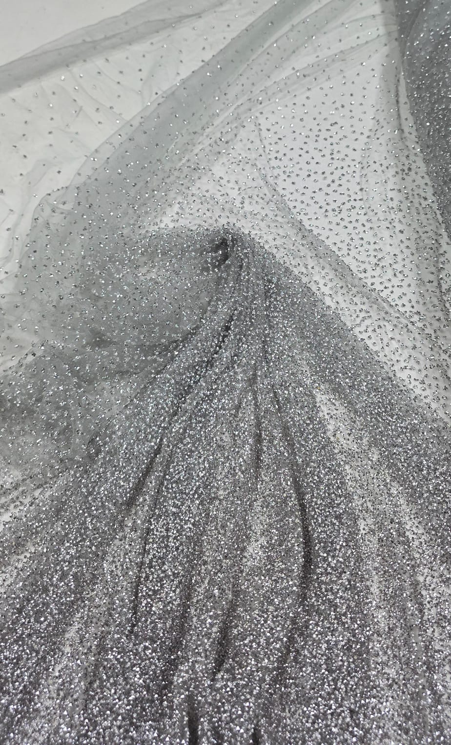 Tule Diamond Degrade Prata - Comprimento 1,25 m x Largura 1,40