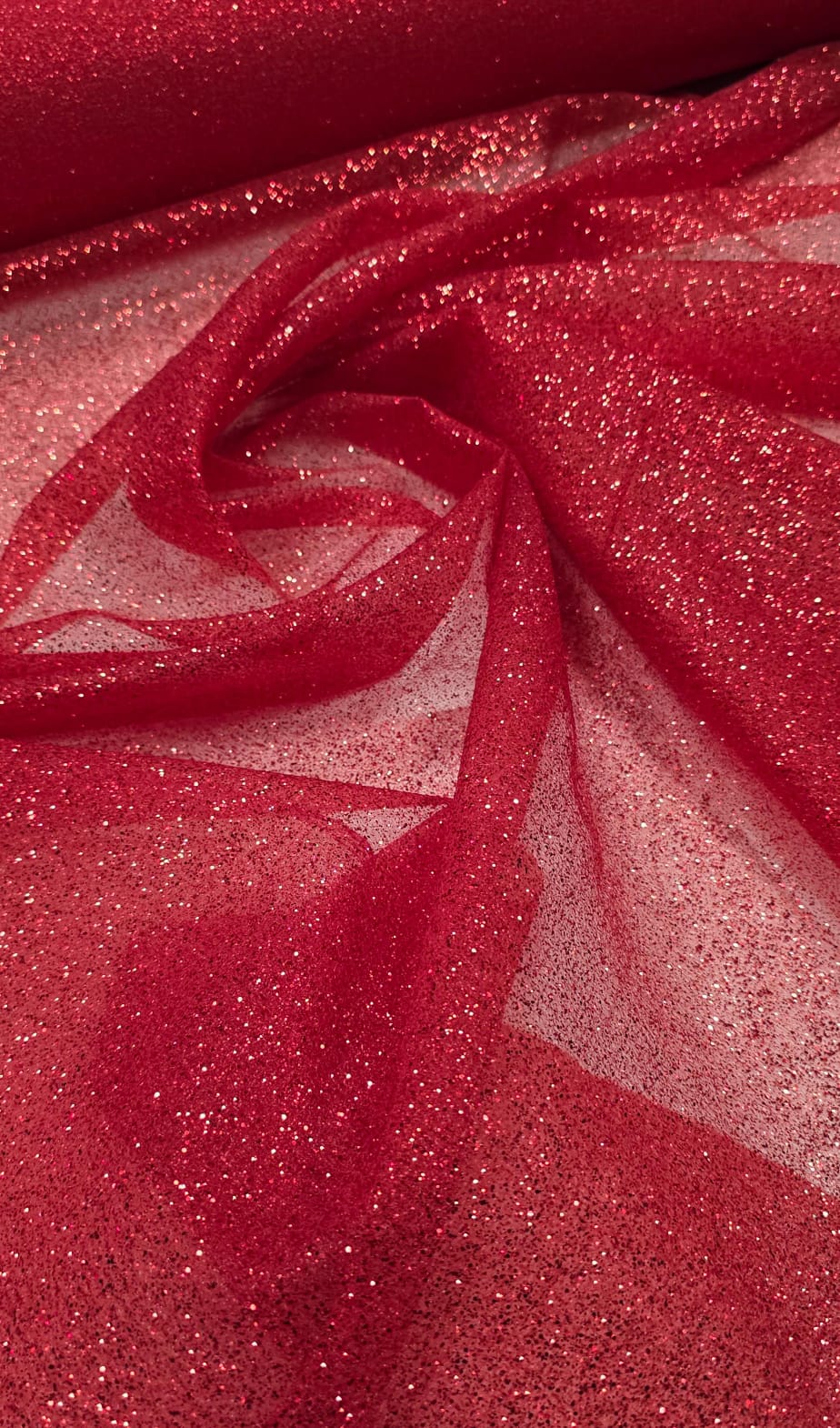 Organza com Glitter Vermelho - Comprimento 1 m x Largura 1,50 m