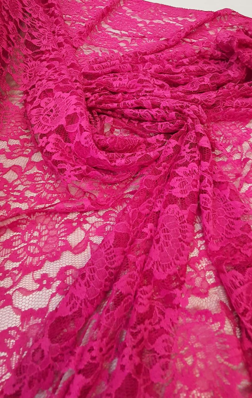 Renda Cord Lace com Elastano Pink - Comprimento 1,80 m x Largura 1,60 m