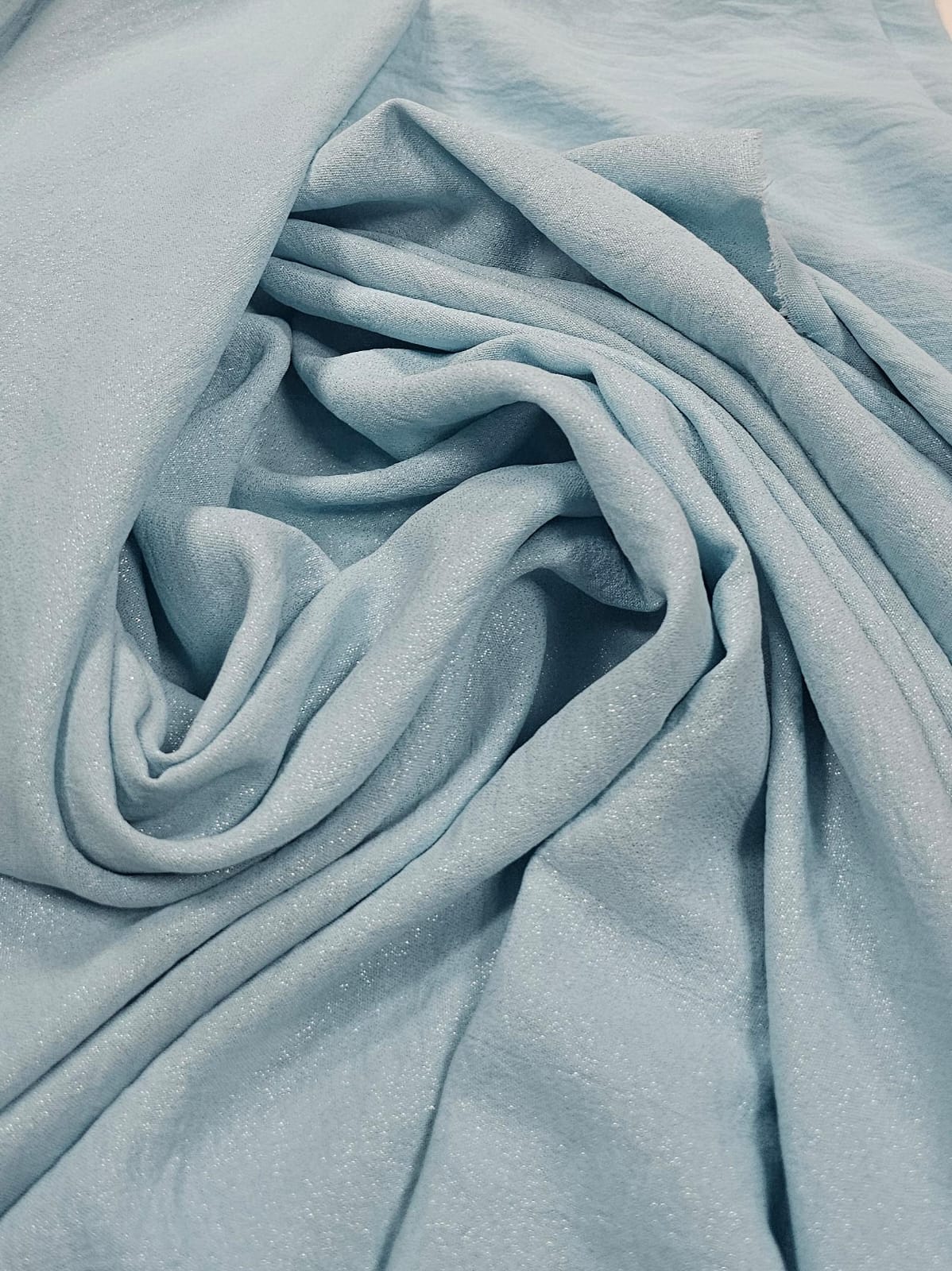 Crepe Air Flow Duna com Foil Azul Bebê - Comprimento 0,95 cm x Largura 1,50 m