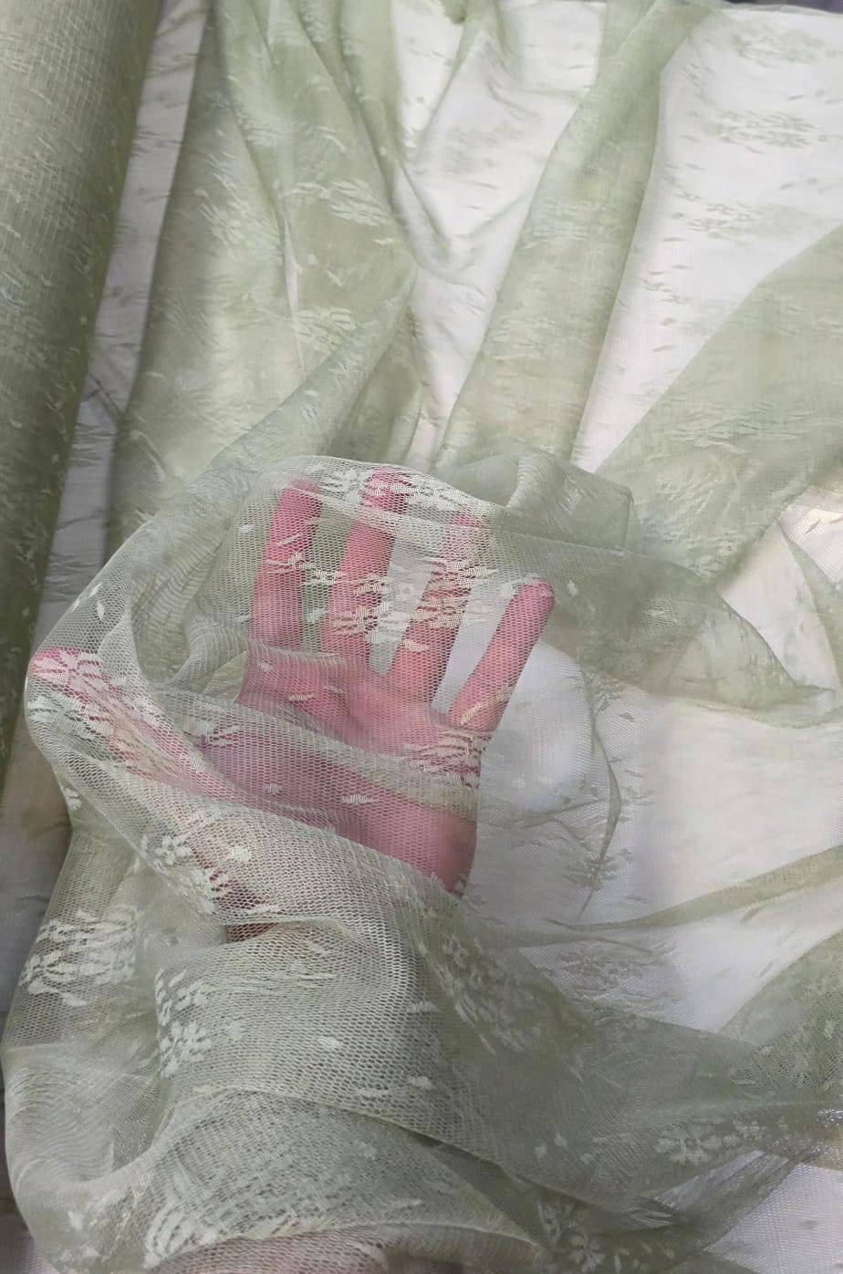 Tule Jacquard Verde Militar - Comprimento 1 m x Largura 1,50 m