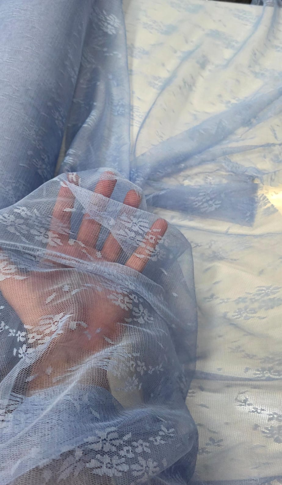 Tule Jacquard Azul Serenity - Comprimento 1 m x Largura 1,50 m