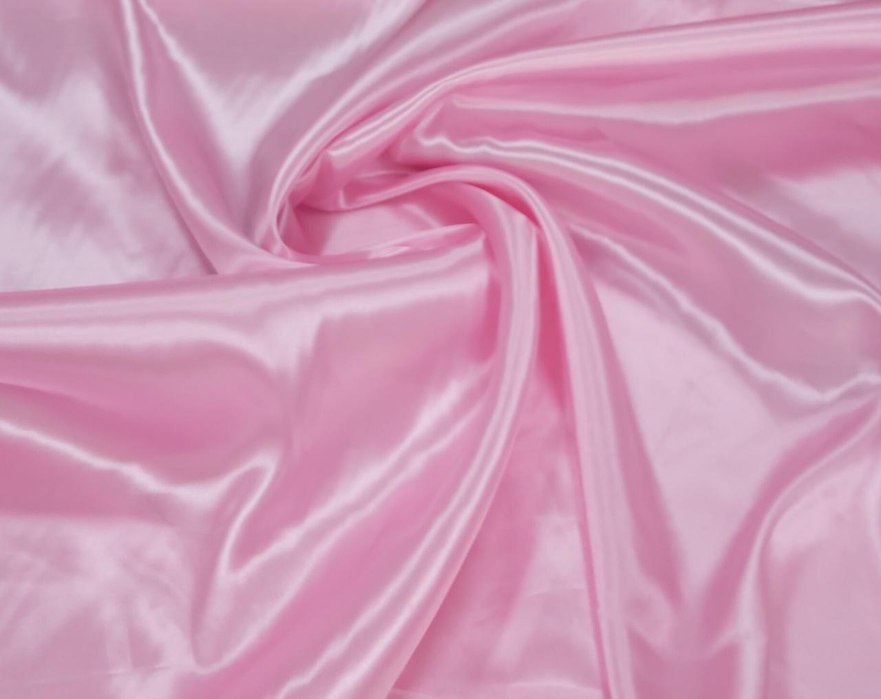 Cetim Charmeusse Liso Rosa Bebê AMASSADO - Comprimento 4,50 m x Largura 1,47 m
