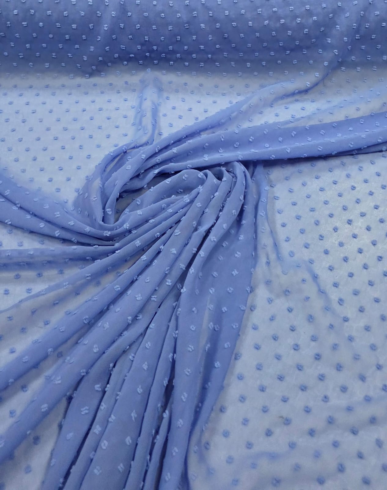 Mousseline Dots Azul Celeste - Comprimento 0,70 cm x Largura 1,47 m