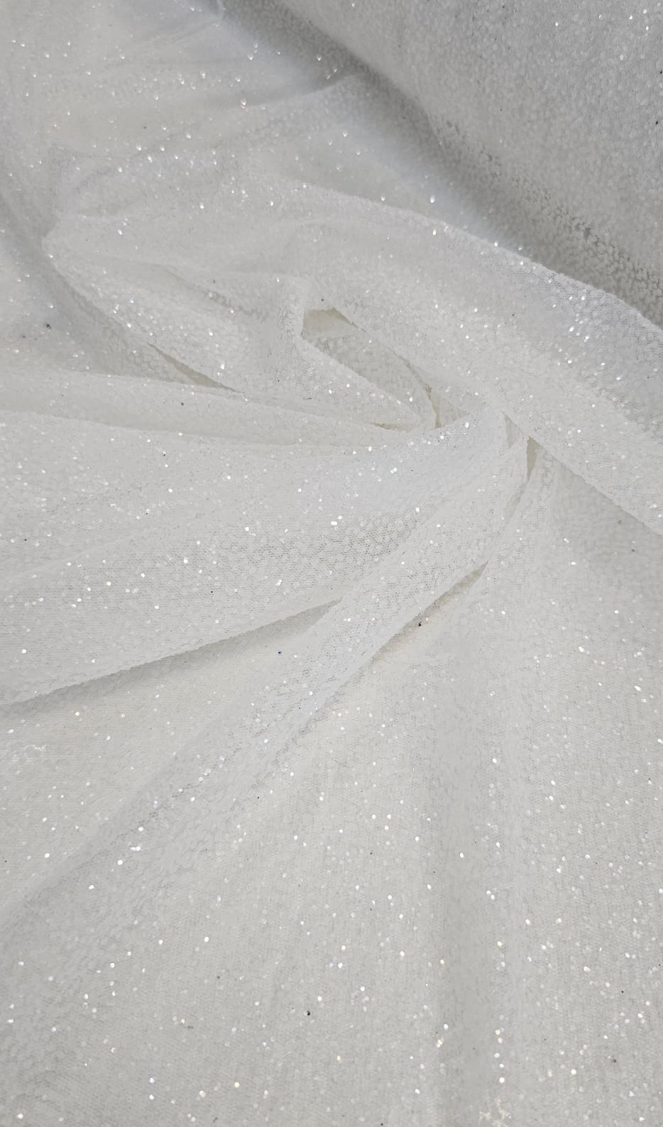 Tule com Glitter Off White Pesado 02 - Comprimento 0,75 cm x Largura 1,40