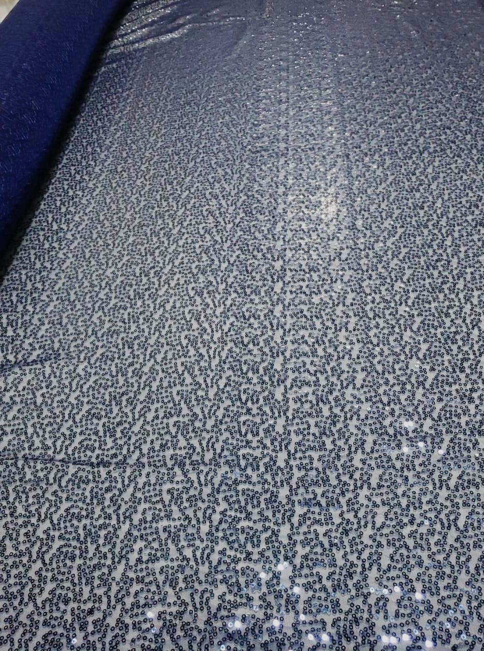 Mini Paetê Bordado Azul Marinho - Comprimento 0,80 cm x Largura 1,40 m
