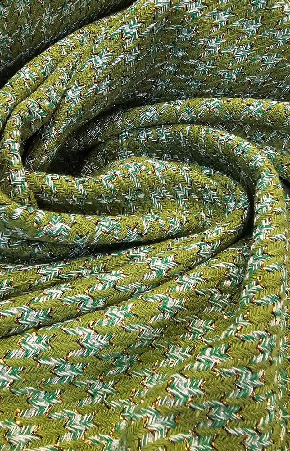 Tweed Premium Pesado Pied de Poule Verde com Fio Metálico - Comprimento 0,90 cm x Largura 1,47 m